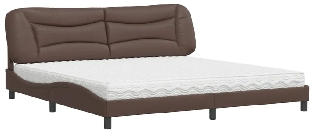 3208747 vidaXL Легло с матрак, кафяво, 200x200 см, изкуствена кожа