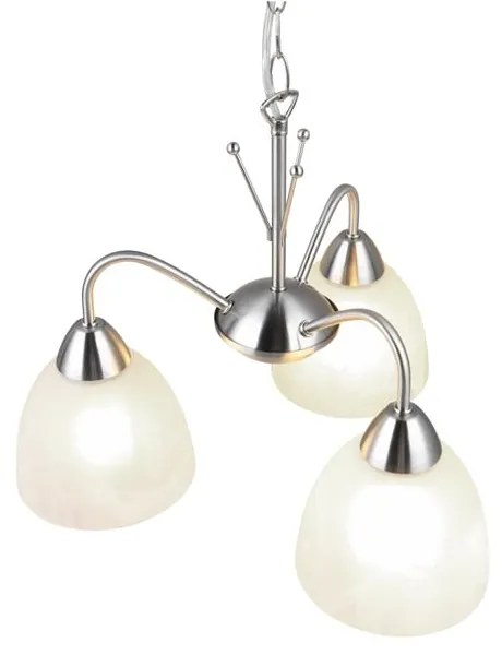 Бяло-сребристо висящо осветително тяло със стъклен абажур ø 43 cm Dobby – Trio