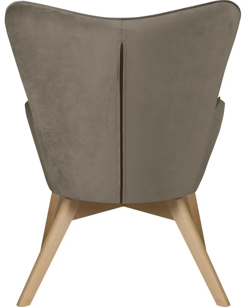 Светлокафяв кадифен фотьойл с табуретка Niko – Ropez