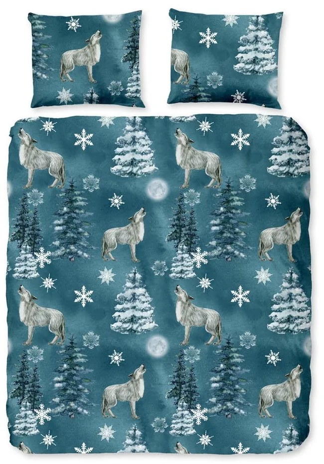 Единично удължено фланелено спално бельо в петролен цвят 140x220 cm Midnight – Good Morning