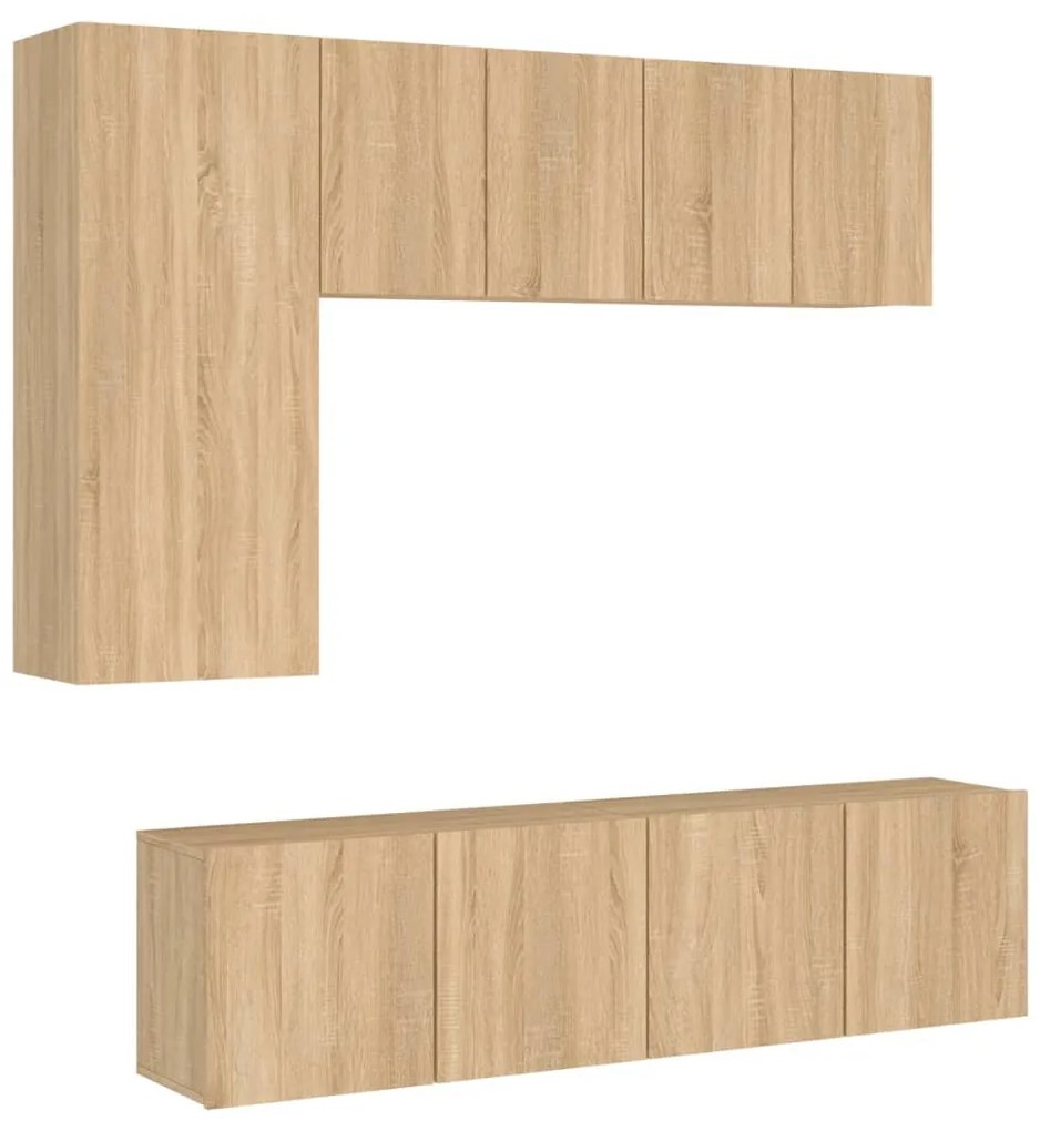 3216466 vidaXL ТВ стенни модули, 5 части, сонома дъб, инженерно дърво