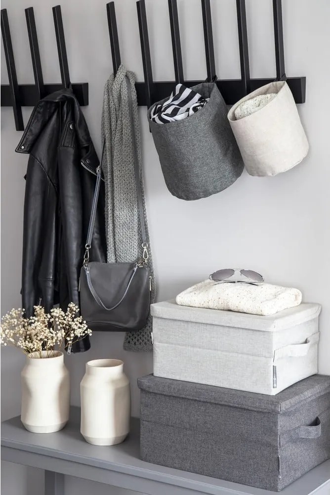 Сива текстилна кутия за съхранение с капак 40x30x22 cm Soft Storage – Bigso