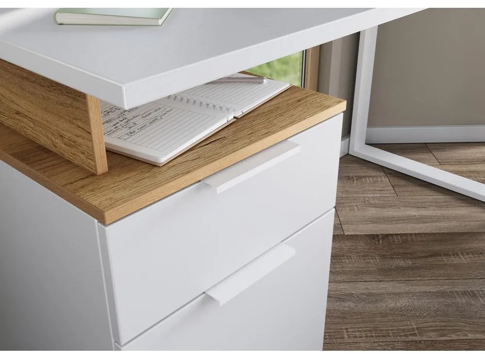 Работна маса с бял плот за маса 61x140 cm Hasselt – Germania