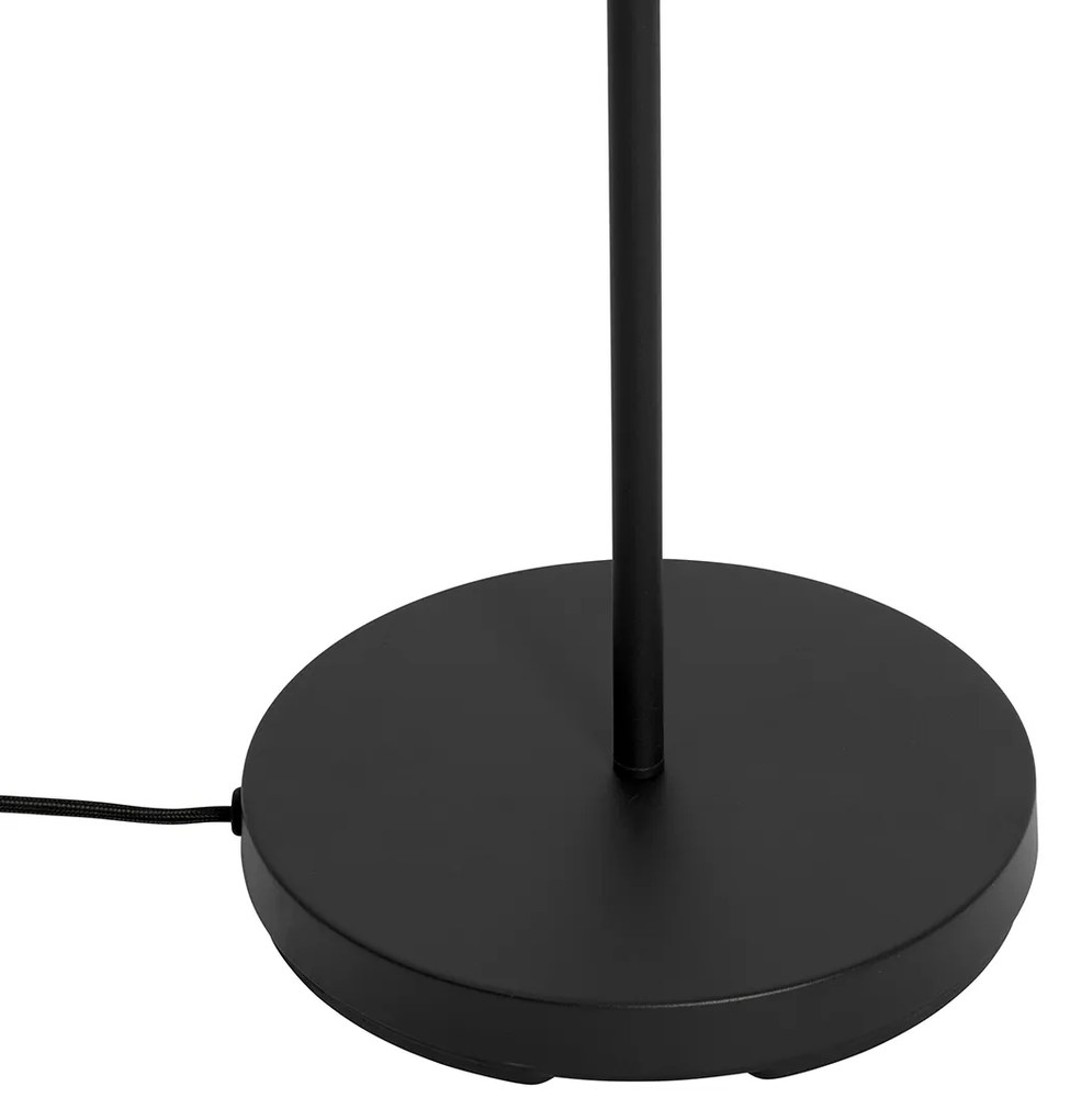 Ретро подова лампа черна с прозрачно стъкло - Eclipse