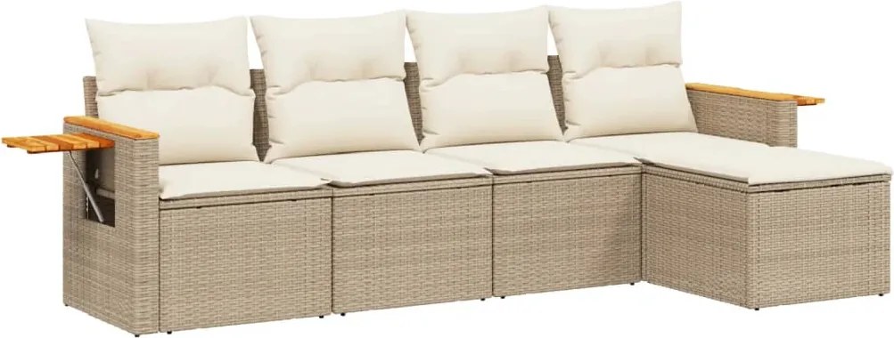 3226758 vidaXL Градински комплект диван с възглавници 5 части бежов полиратан