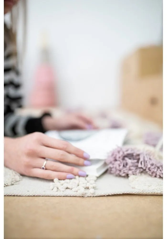 Светлосив и кремав ръчно изработен памучен килим подходящ за пране 170x240 cm Air Natural – Lorena Canals