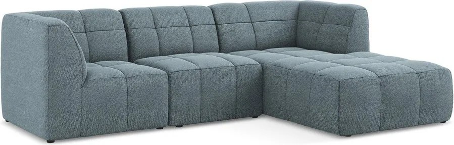 Син ъглов диван от прежда с примки от букле (десен ъгъл) Aloha – Makamii