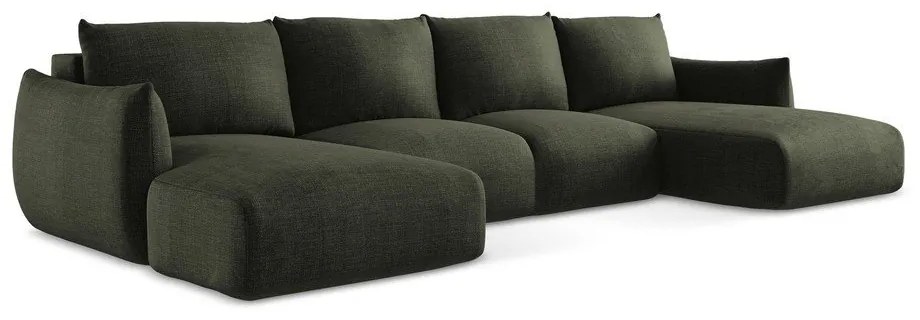 Зелен сгъваем ъглов диван (U форма) Leila – Makamii