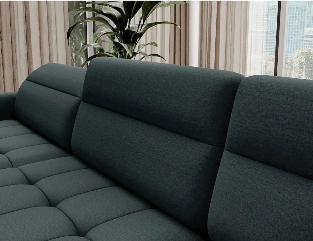 Зелен кадифен разтегателен ъглов диван с място за съхранение (десен ъгъл U форма) Berrto – ELTAP