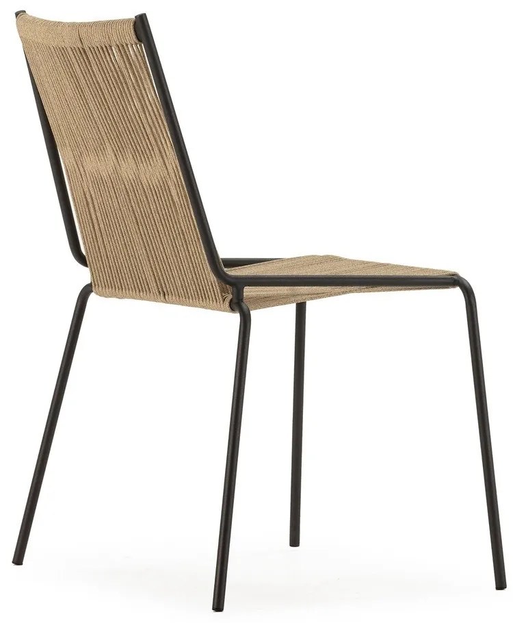 Бежови метални трапезни столове в комплект за подреждане 2 бр. Emily – Marckeric