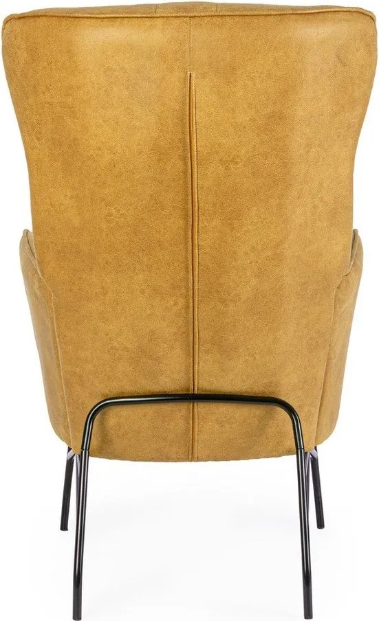 Кресло от изкуствена кожа в цвят горчица Nasira – Bizzotto