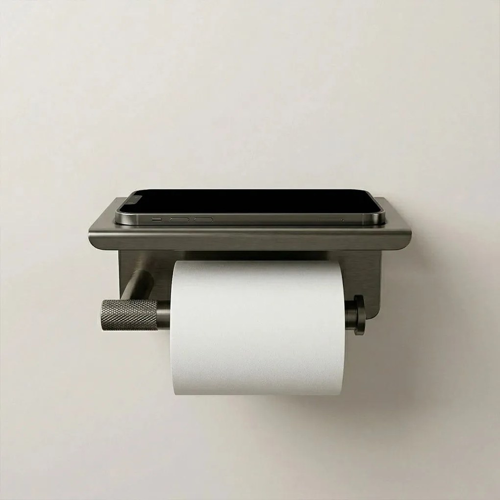 Държач за тоалетна хартия с етажерка 6613 Modern Titan