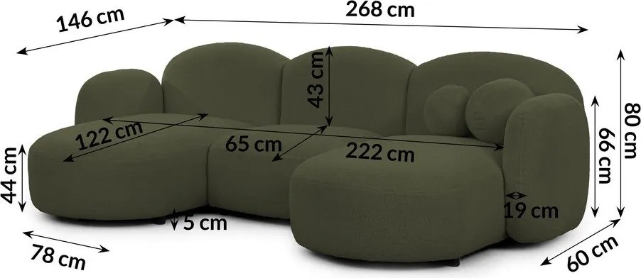 Зелен ъглов диван от букле (U форма) Orbit – Ropez