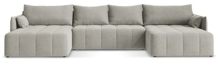 Светлосив разтегателен ъглов диван с място за съхранение (U форма) Moku – Makamii