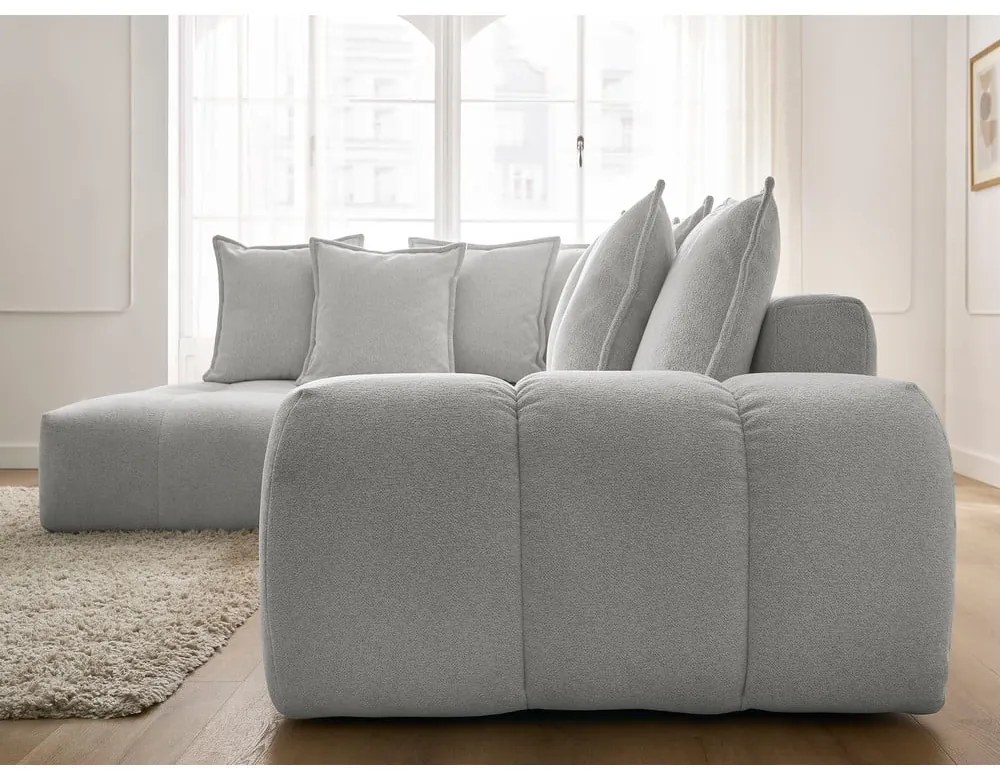 Светлосив шенилов сгъваем/с място за съхранение ъглов диван (ляв ъгъл/L форма) Everest – Bobochic Paris