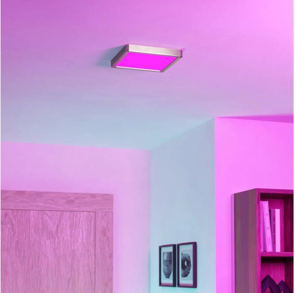 Eglo 901383-LED RGBW Димируем плафон с опушено стъкло FUEVA-Z LED/10,5W/230V 22x22cm IP44 хром