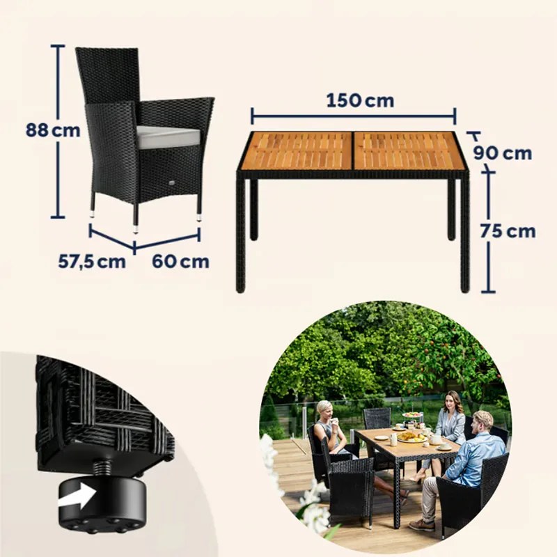 Градински комплект от 7 части Corfu, изработен от полиратан - маса + 6 стола