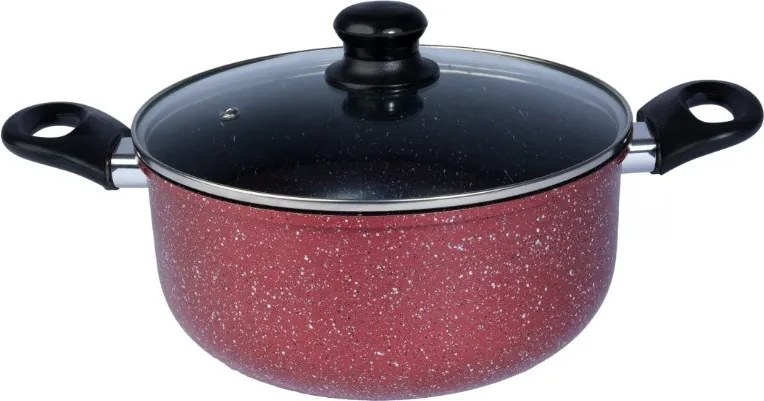 Тенджера Rosberg R51318G24, 24см, 4л., Мраморно покритие, Индукция, Бордо меланж