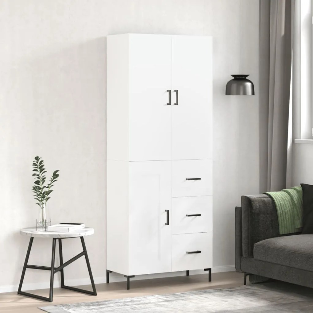 3196011 vidaXL Висок шкаф, бял, 69,5x34x180 см, инженерно дърво