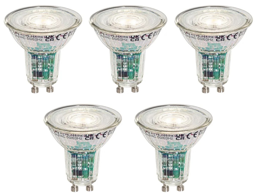 Комплект от 5 смарт GU10 50mm LED крушки прозрачни 4.7W 345 lm 2200-4000K