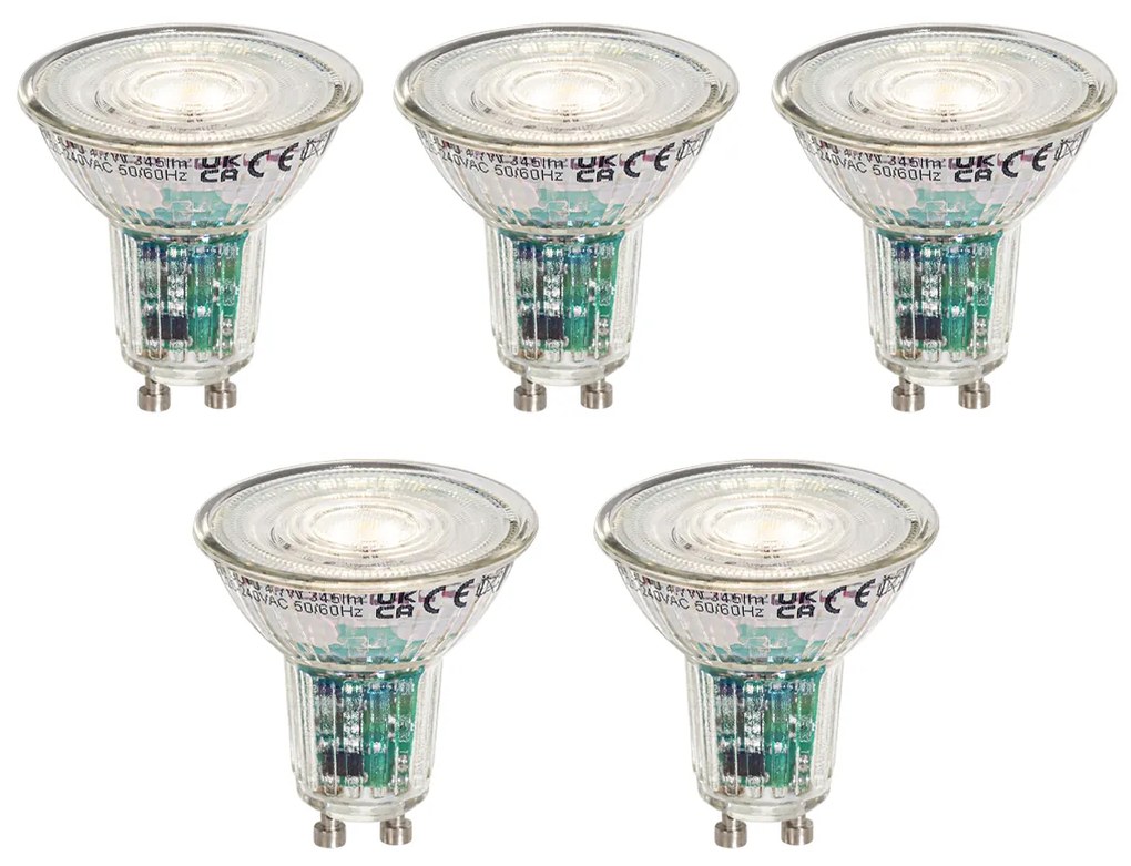 Комплект от 5 умни GU10 50мм LED крушки, прозрачни, 4.7W, 345 lm, 2200-4000K