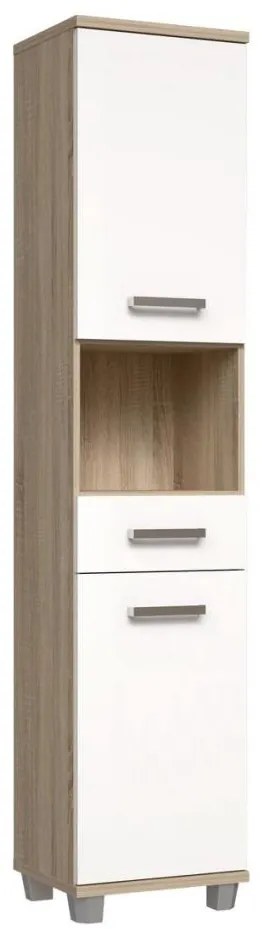 Шкаф за баня VENOM бял/дъб сонома