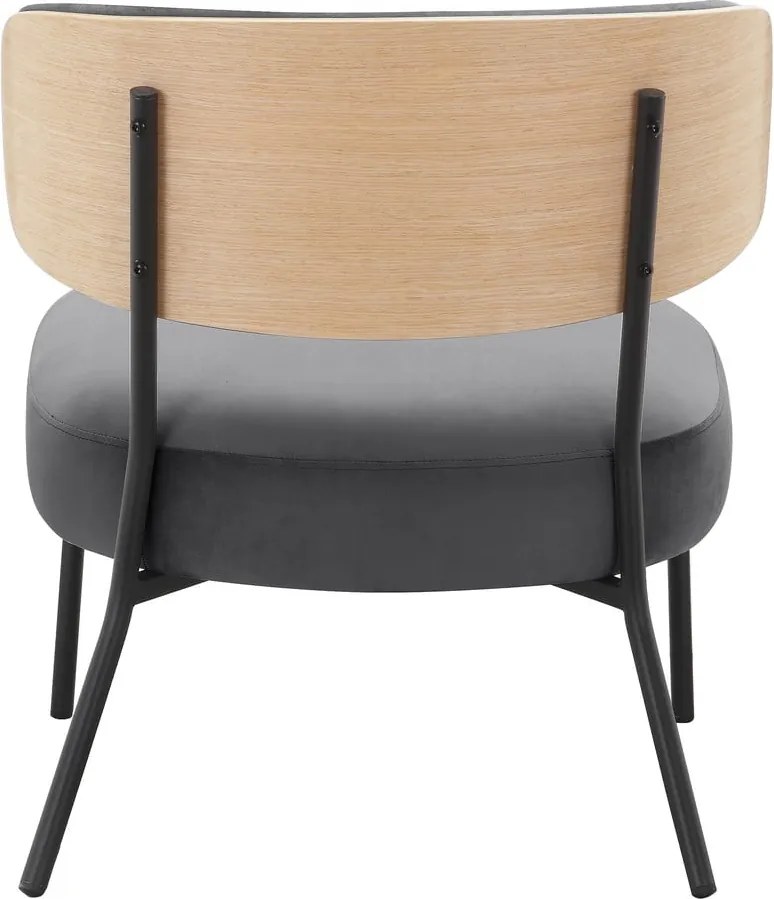 Сив кадифен фотьойл с табуретка Jerry – Støraa