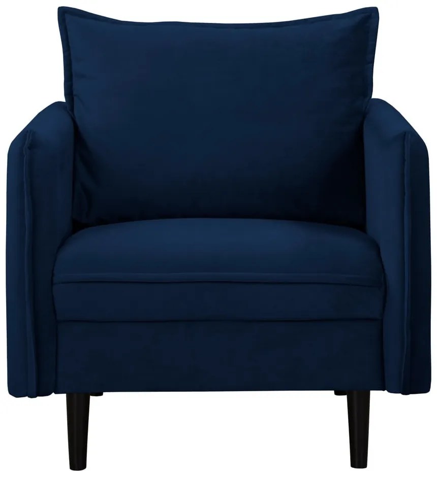 Тъмносиньо кадифено кресло Juli – Ropez
