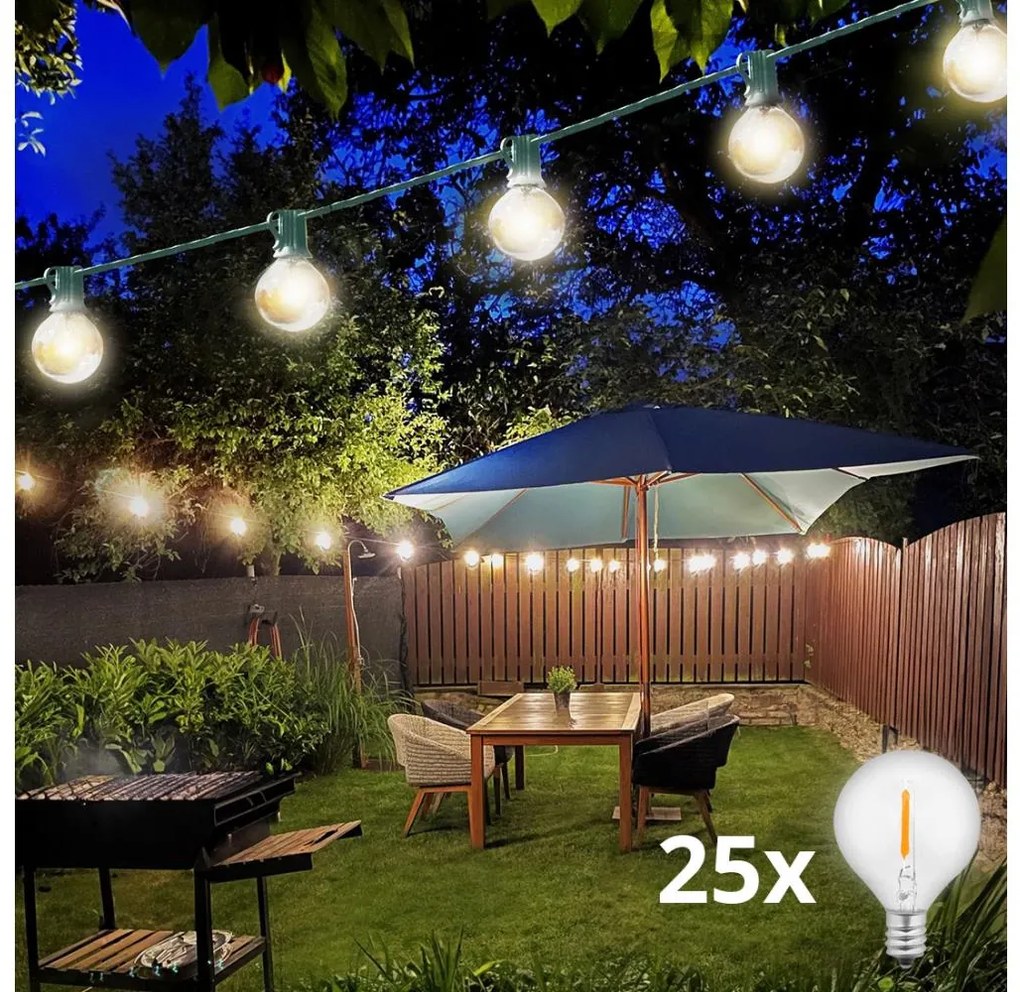 Brilagi -LED Екстериорни декоративни лампички ГИРЛЯНДА 25xE12 20m зелен IP44 топло бяло