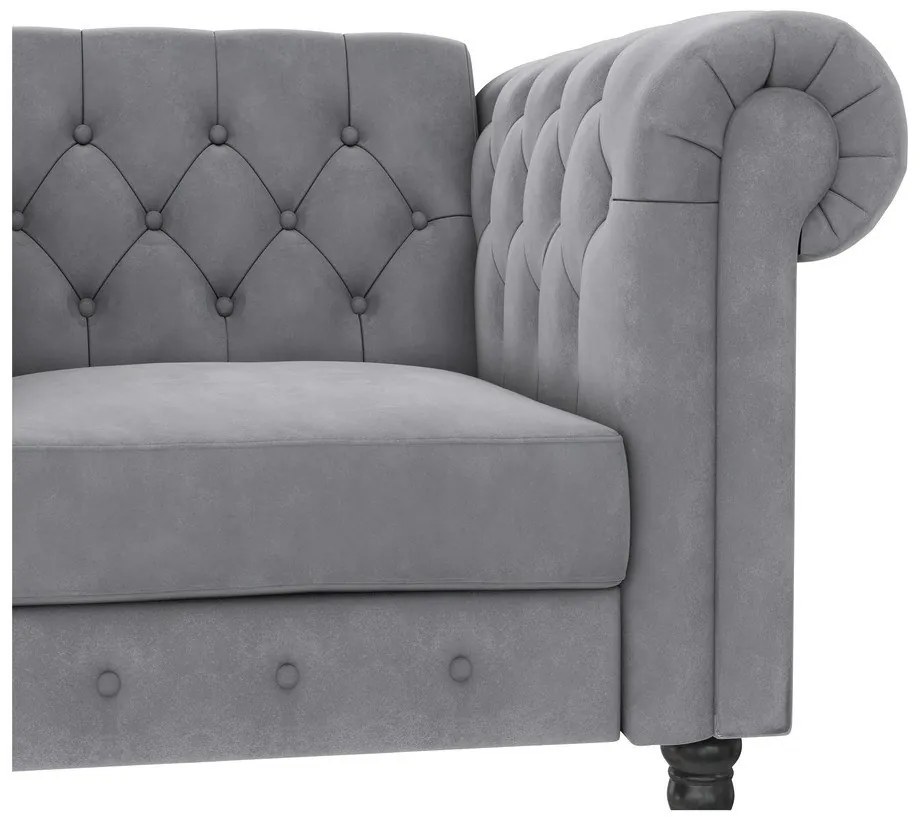 Светлосиво кадифено кресло Chesterfield Felix – Støraa