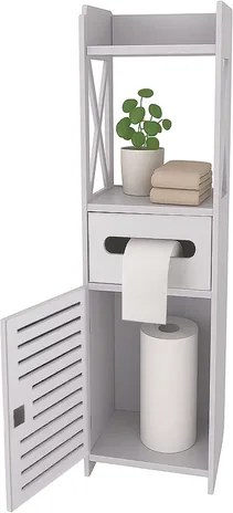 Свободностоящ шкаф за баня, с държач за тоалетна хартия, заключващ се, 80x2x2 см, компактен и стилен дизайн Ruhhy