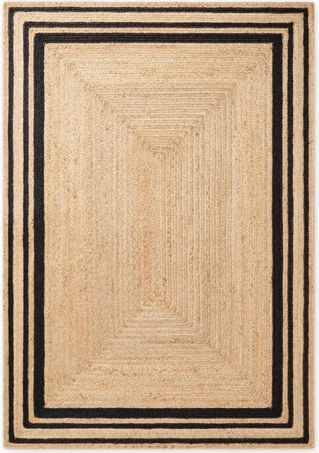 Черен/в естествен цвят двустранен/ръчно изработен ютен килим 80x150 cm Looma – Hanse Home