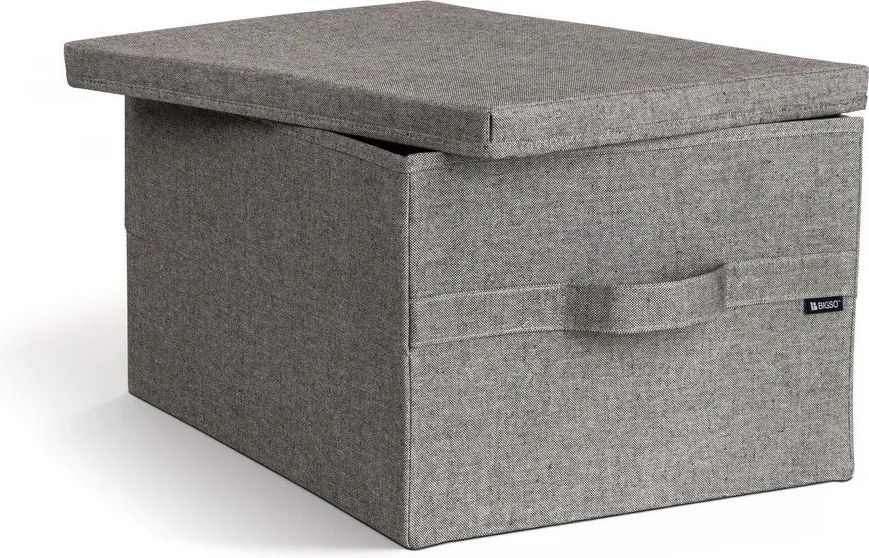Сива текстилна кутия за съхранение с капак 36x46x25 cm Soft Storage Large – Bigso