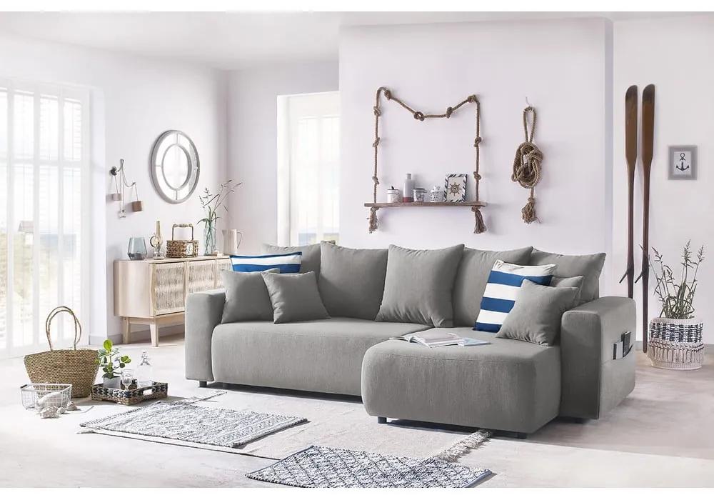 Разтегателен ъглов диван в сив цвят Envy - Bobochic Paris