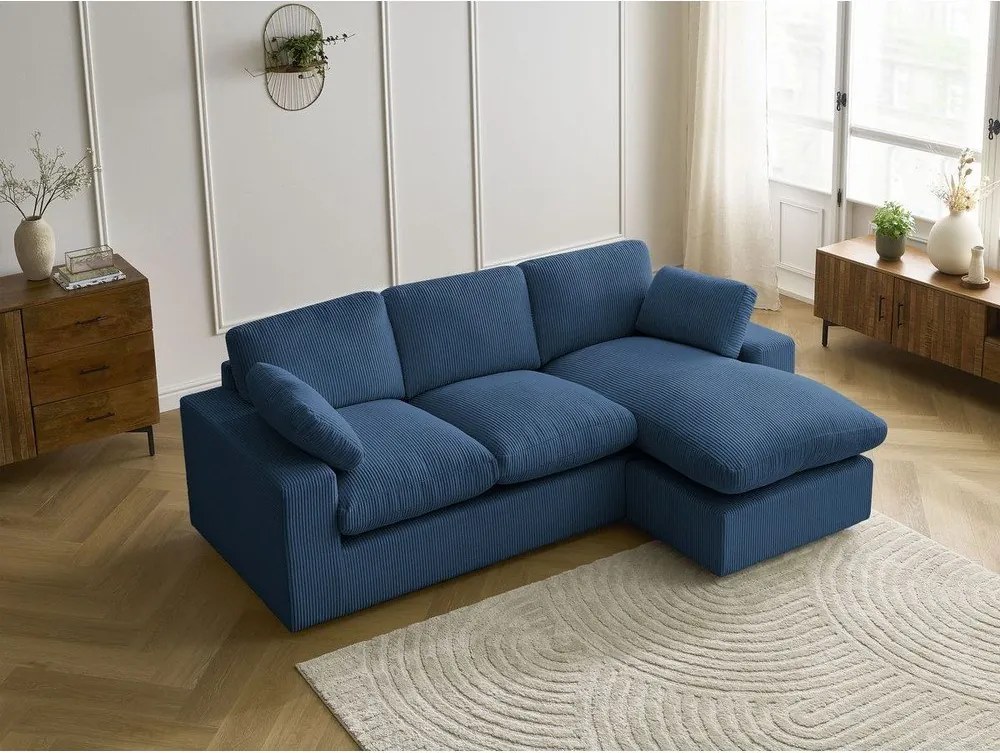 Син ъглов диван от рипсено кадифе Belair – Bobochic Paris