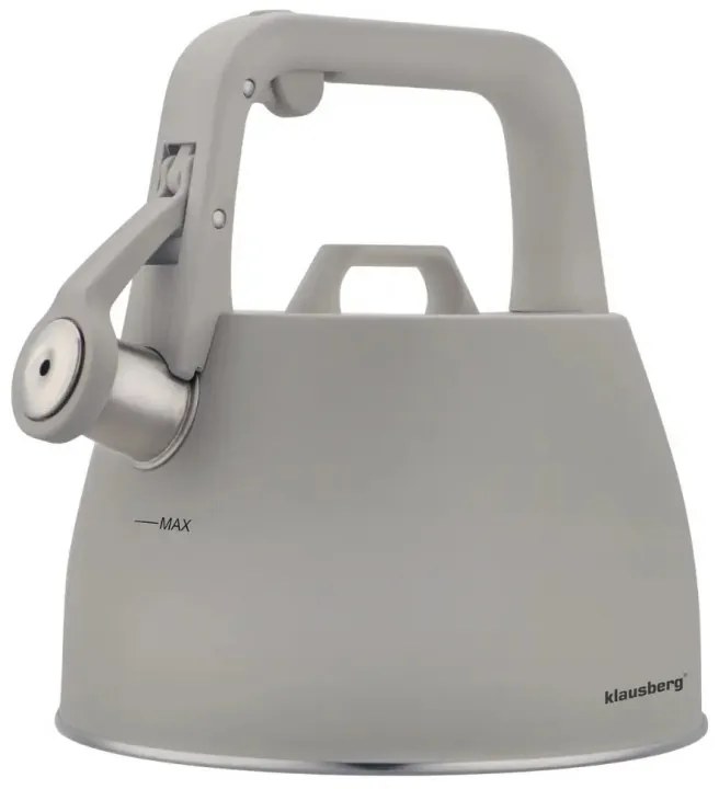 Свирещ чайник Klausberg KB 7916, 2.5 л, Топлоизолирана дръжка, Индукция, Сив