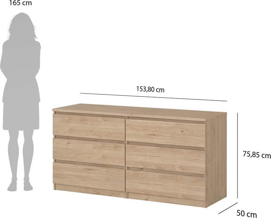 Скрин от декор от дъб в естествен цвят 154x76x50 cm Naia – Tvilum