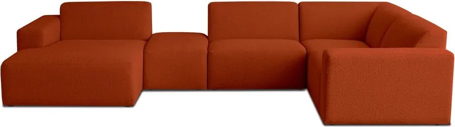 Ъглов диван от букле в тухлен цвят ("U" форма) Roxy – Scandic