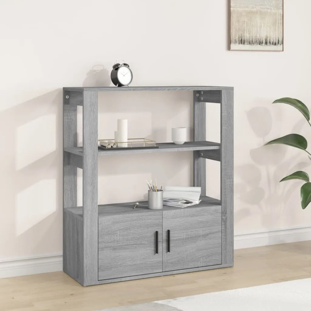 819466 vidaXL Сайдборд, сив сонома, 80x30x90 см, инженерно дърво