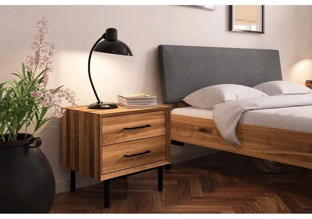 Дъбово двойно легло с тапицирана табла 140x200 cm Abises 1 - The Beds