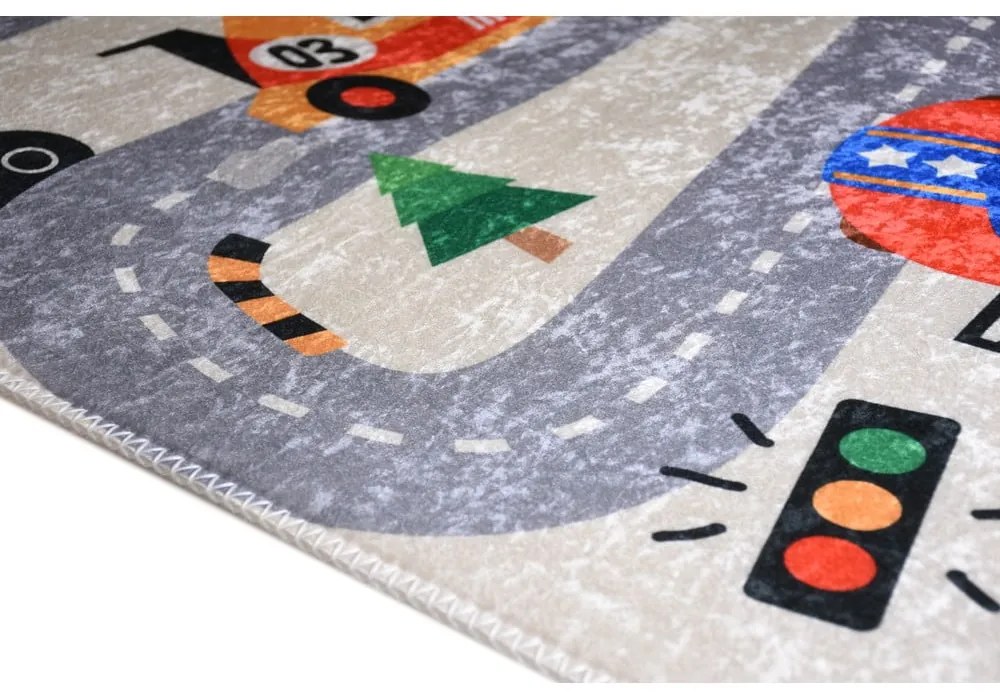 Детско килимче за игра подходящо за пране в цвят слонова кост 80x120 cm Race Time – Vitaus