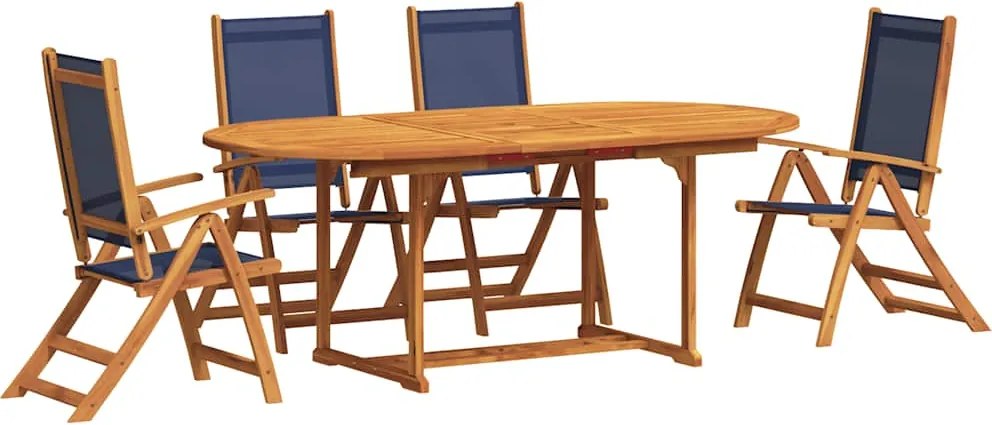 3279300 vidaXL Градински трапезен комплект, 5 части, акация масив и textilene