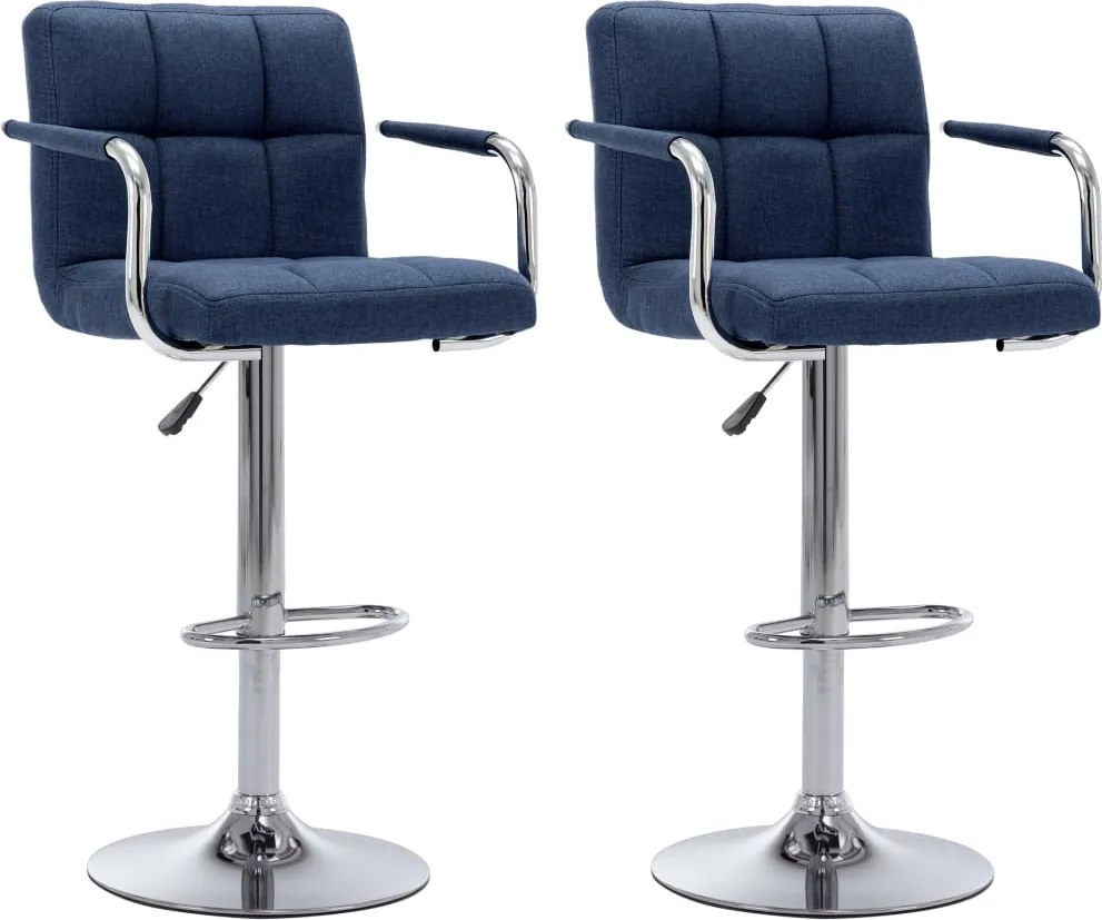 283423 vidaXL Бар столове, 2 бр, сини, текстил