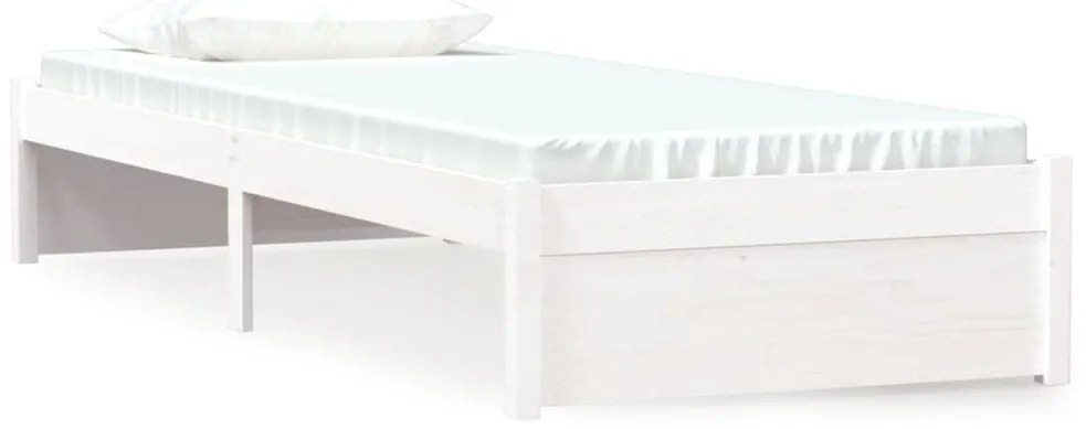 814910 vidaXL Рамка за легло бяла масивно дърво 75x190 см Small Single