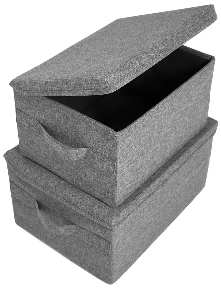 Сива текстилна кутия за съхранение с капак 40x30x22 cm Soft Storage – Bigso