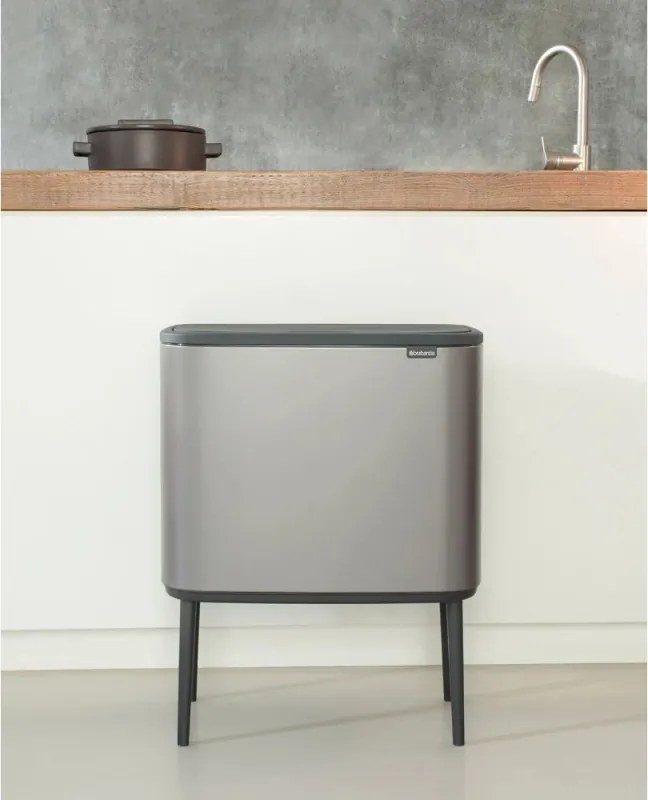 Кош за боклук Brabantia Bo Touch 651105, 36 л, Плавно и безшумно отваряне, Голям отвор, Сив
