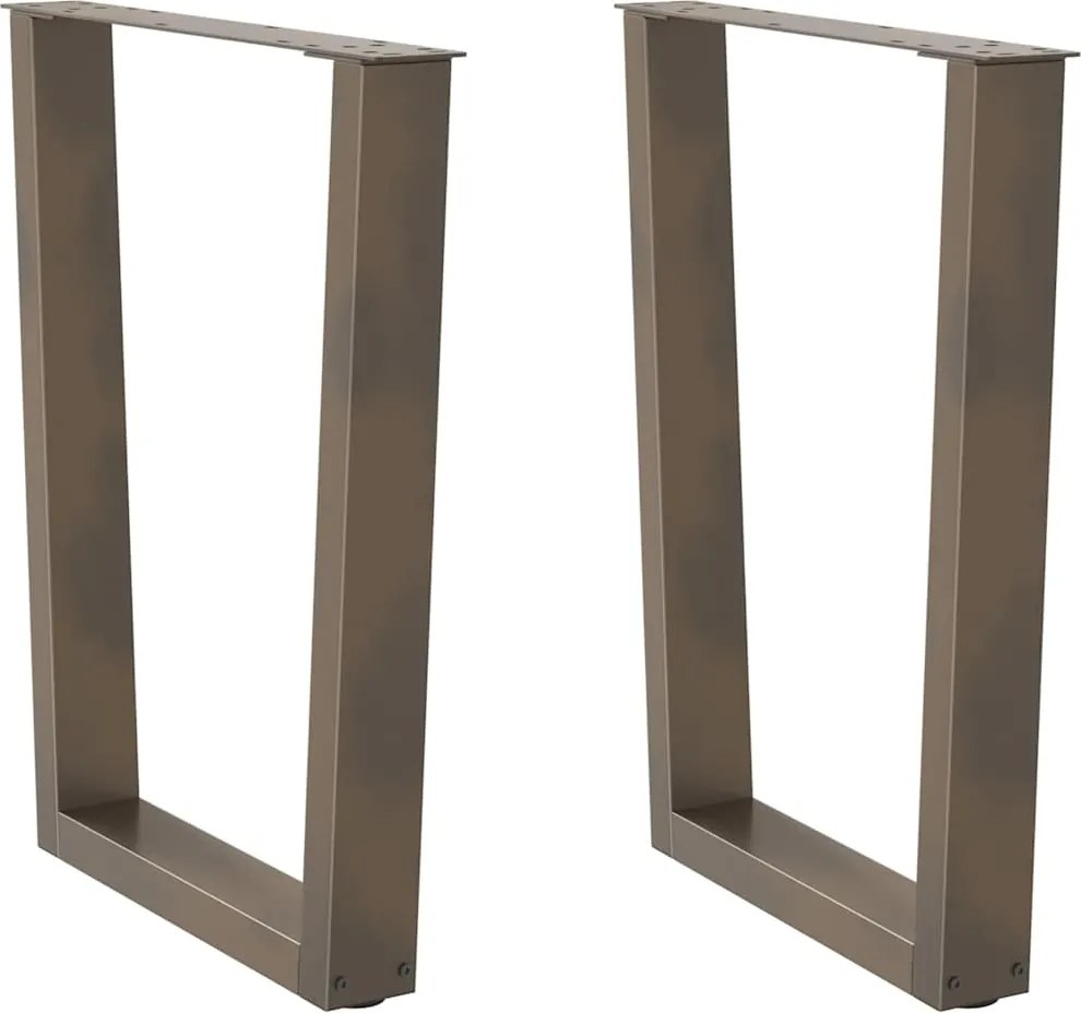 4012647 vidaXL Крака за трапезна маса, V-образни, 2 бр., естествена стомана, 70 x (72-73,3) см, стомана