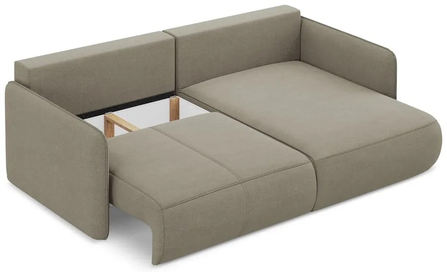 Бежов разтегателен ъглов диван с място за съхранение (десен ъгъл) Nanea – Makamii