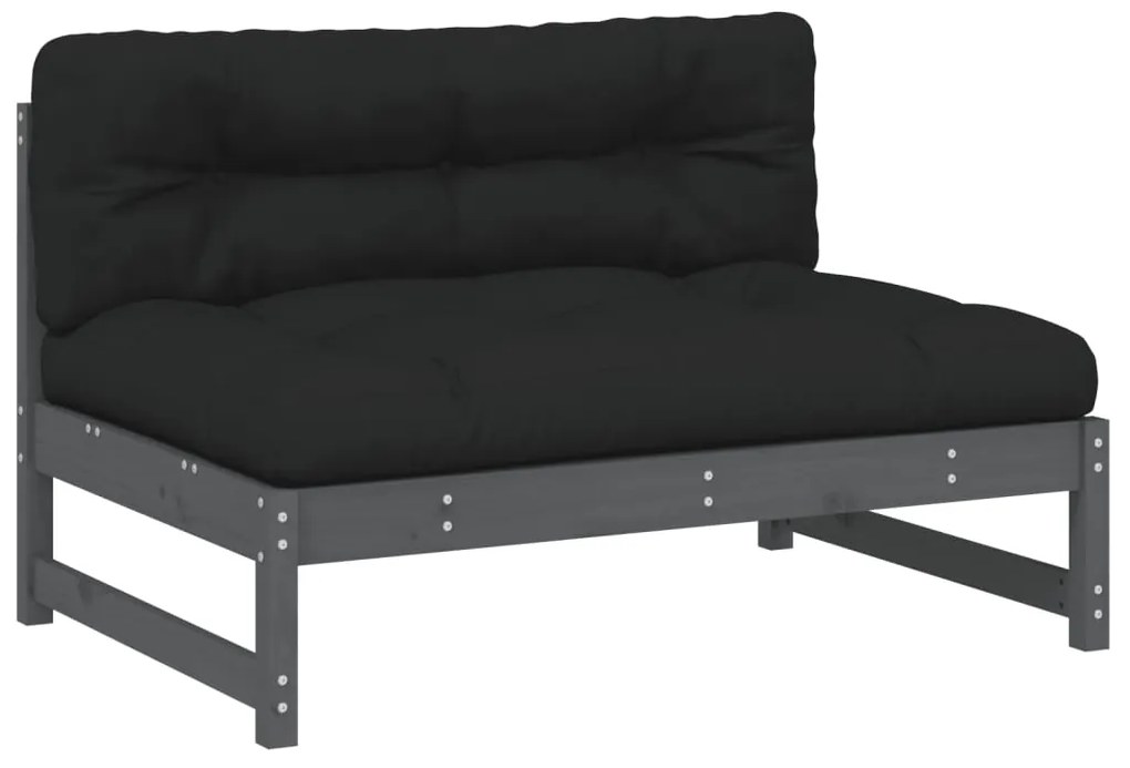 825732 vidaXL Среден диван, сив, 120x80 см, борово дърво масив