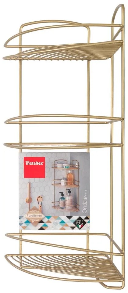 Ъглов стоманен рафт за баня в златисто Onda – Metaltex